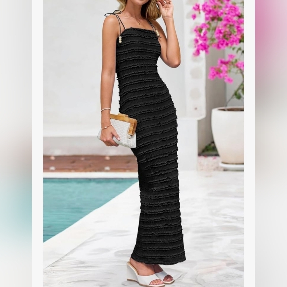 MEROKEETY Women's Summer Spaghetti Strap Bodycon Maxi #728